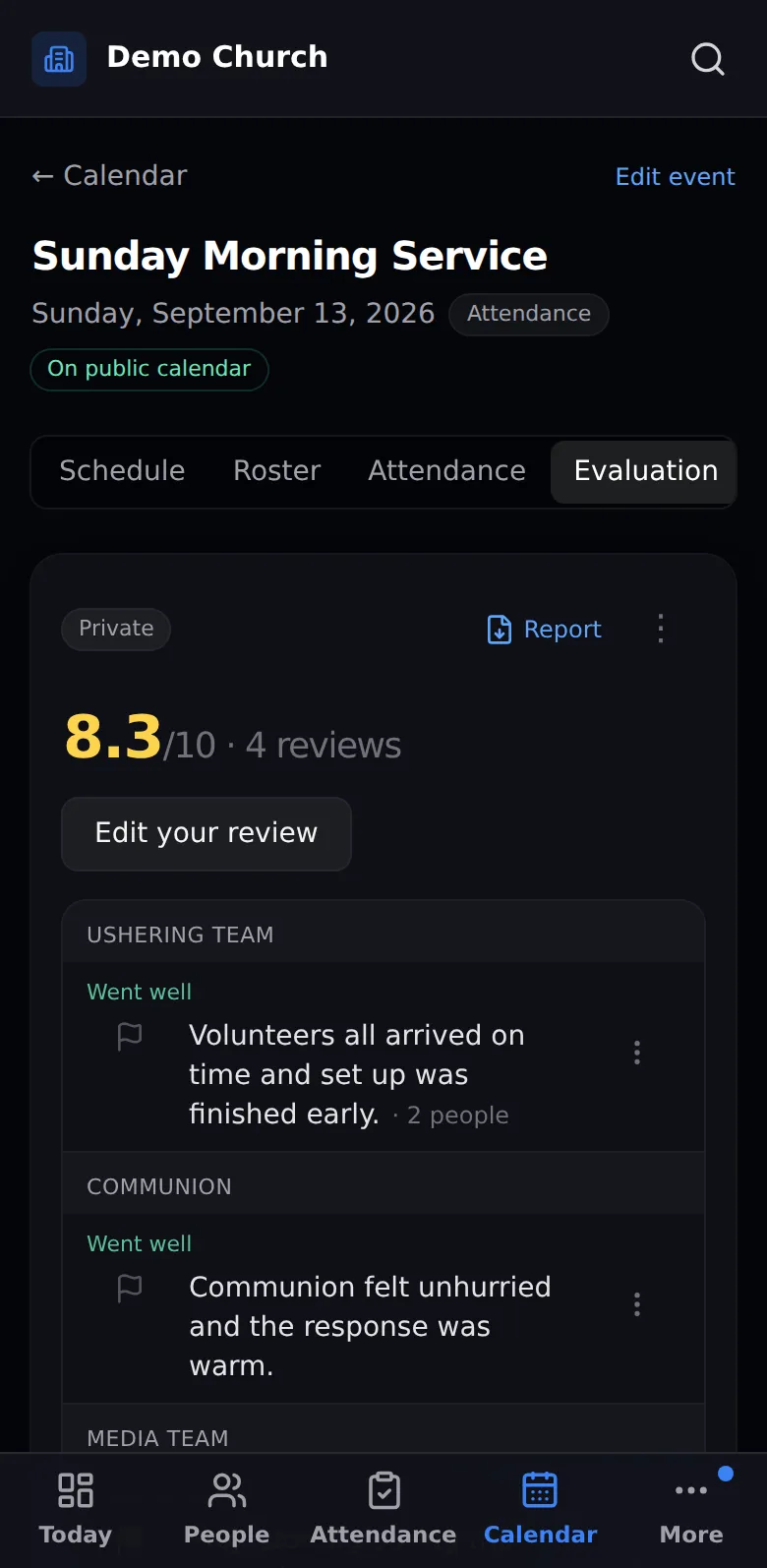 Evaluation on a phone