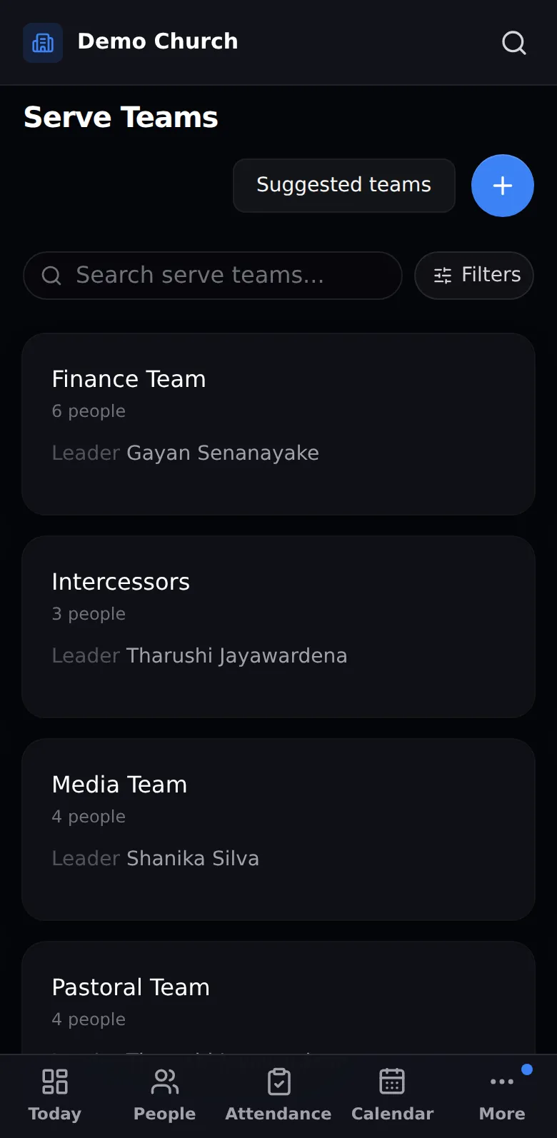 Serve teams on a phone